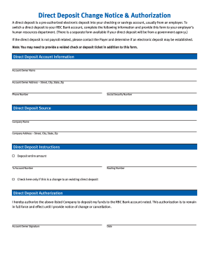 Rbc Direct Deposit Form Fill Out And Sign Printable Pdf Template Signnow