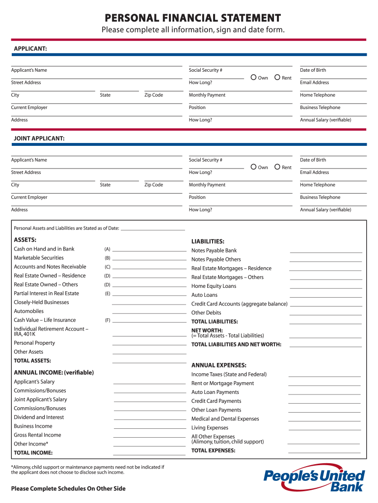  Personal Financial Statement United Bank 2011-2024