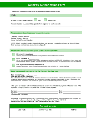 Commerce Bank Autopay Form