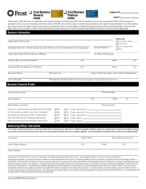 Frost Bank Credit Card Application  Form