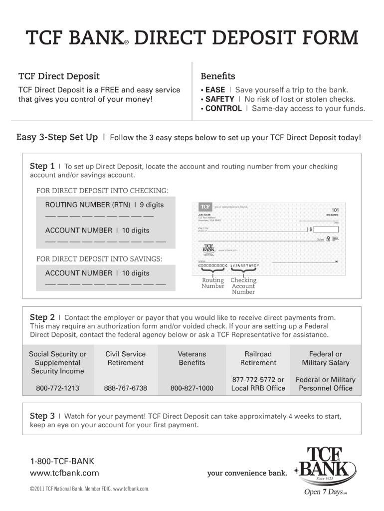 Tcf Direct Deposit Form
