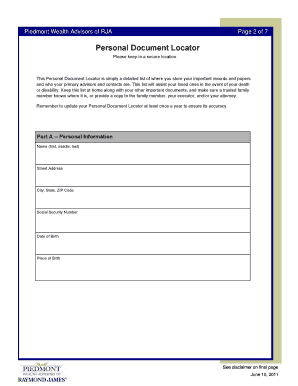 Essential Document Locator Checklist  Form