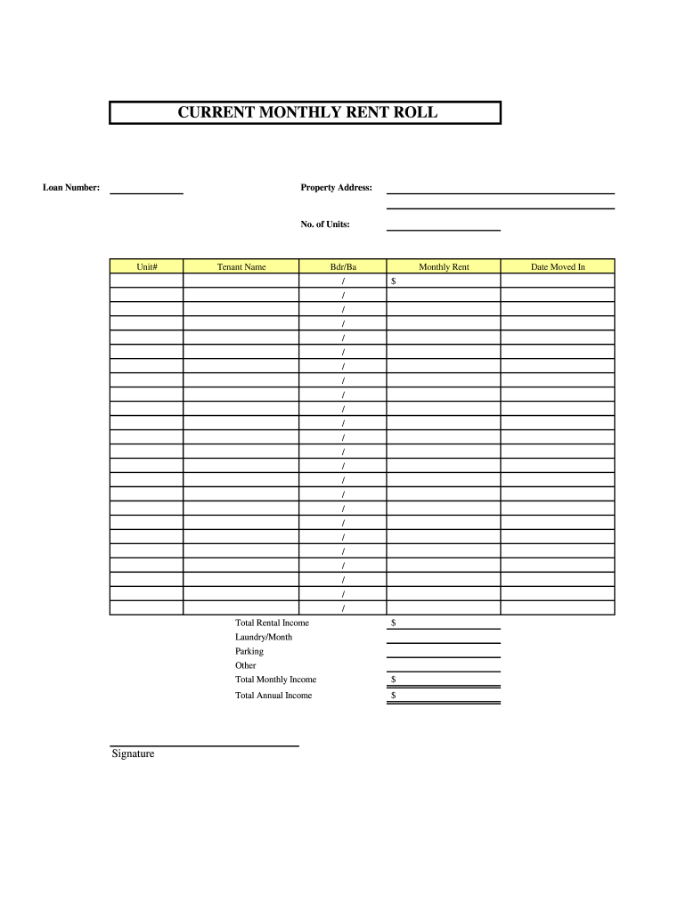 Rent Roll Template  Form