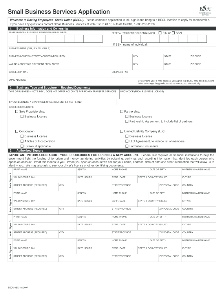  Printable Small Business Loan Application Form Bangor Savings Bank 2007