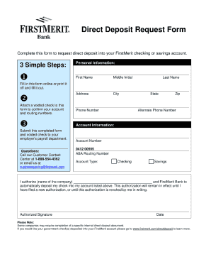 First Merit Direct Deposit Form