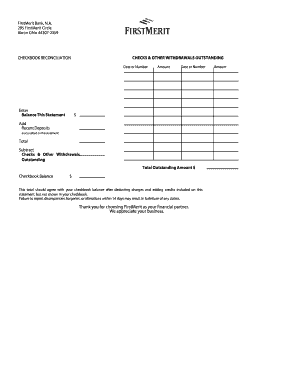 Printable Form to Balance Check Book