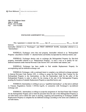 1031 Exchange Agreement First Midwest Bank  Form