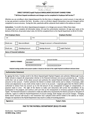 Suncoast Direct Deposit Form