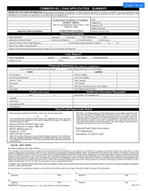Commercial Loan Application Template  Form