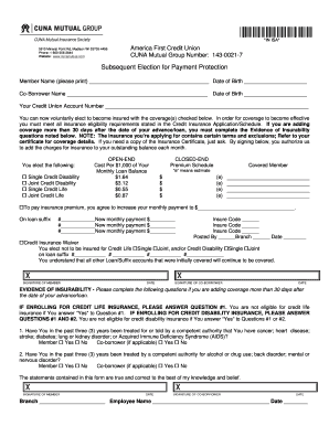 Subsequent Action Form