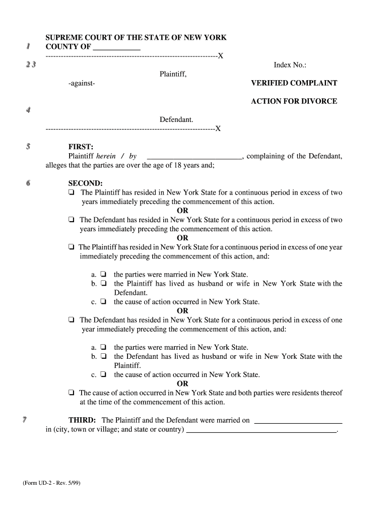  Nys Verified Complaint Form 1999