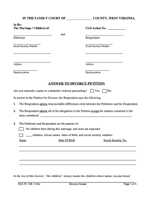  Divorce Petition Form 2004
