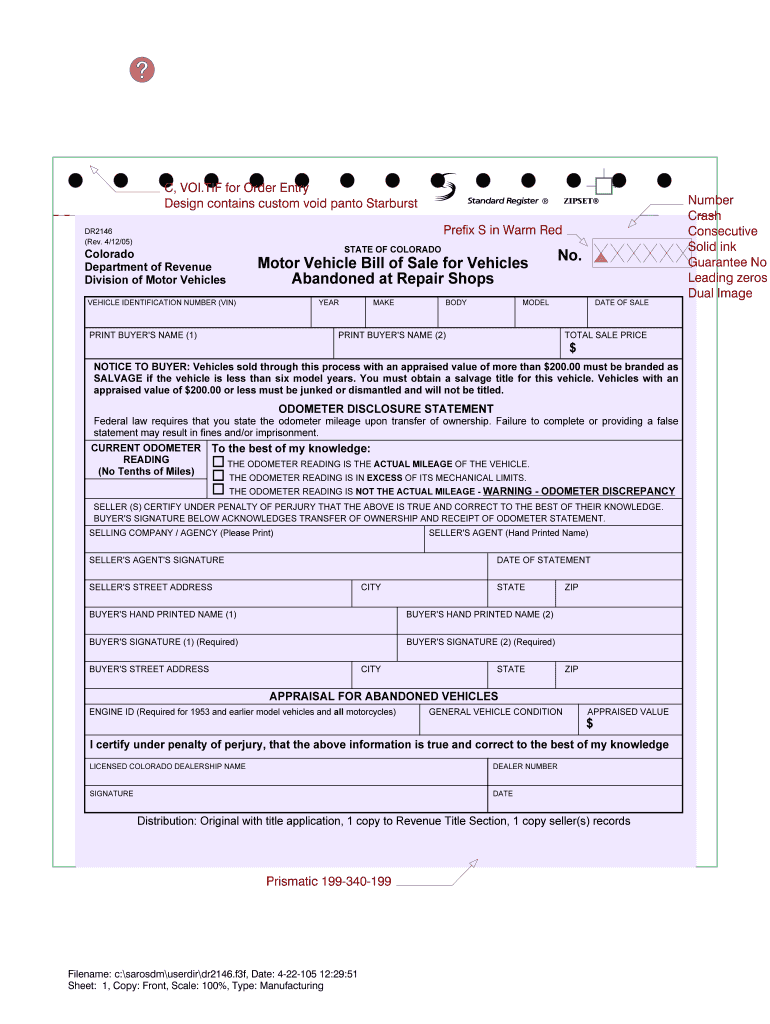  Bill of Sale Colorado 2005-2024