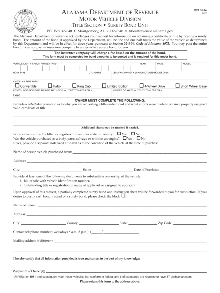  Algovrevenue Titlesforms Surety Bond 2012