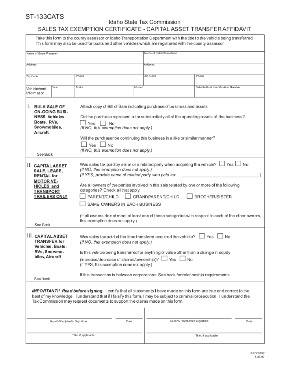  Idaho St 133 Fillable Form 2009-2024