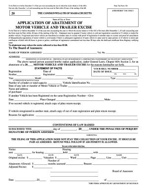 Hingham Excise Tax  Form