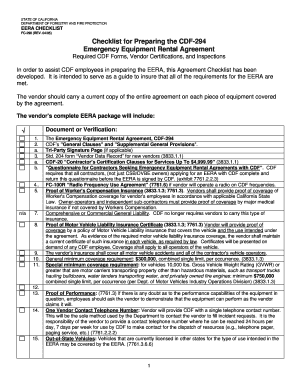 Cal Fire Hired Equipment List  Form