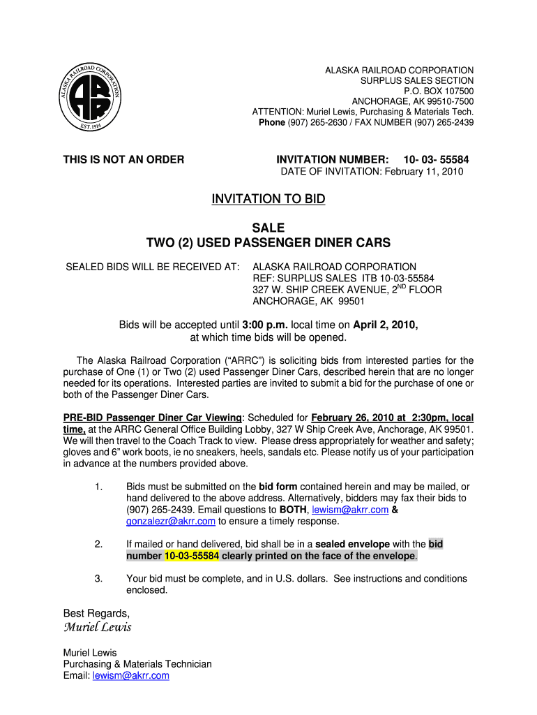 ALASKA RAILROAD CORPORATION SURPLUS SALES SECTION P  Form