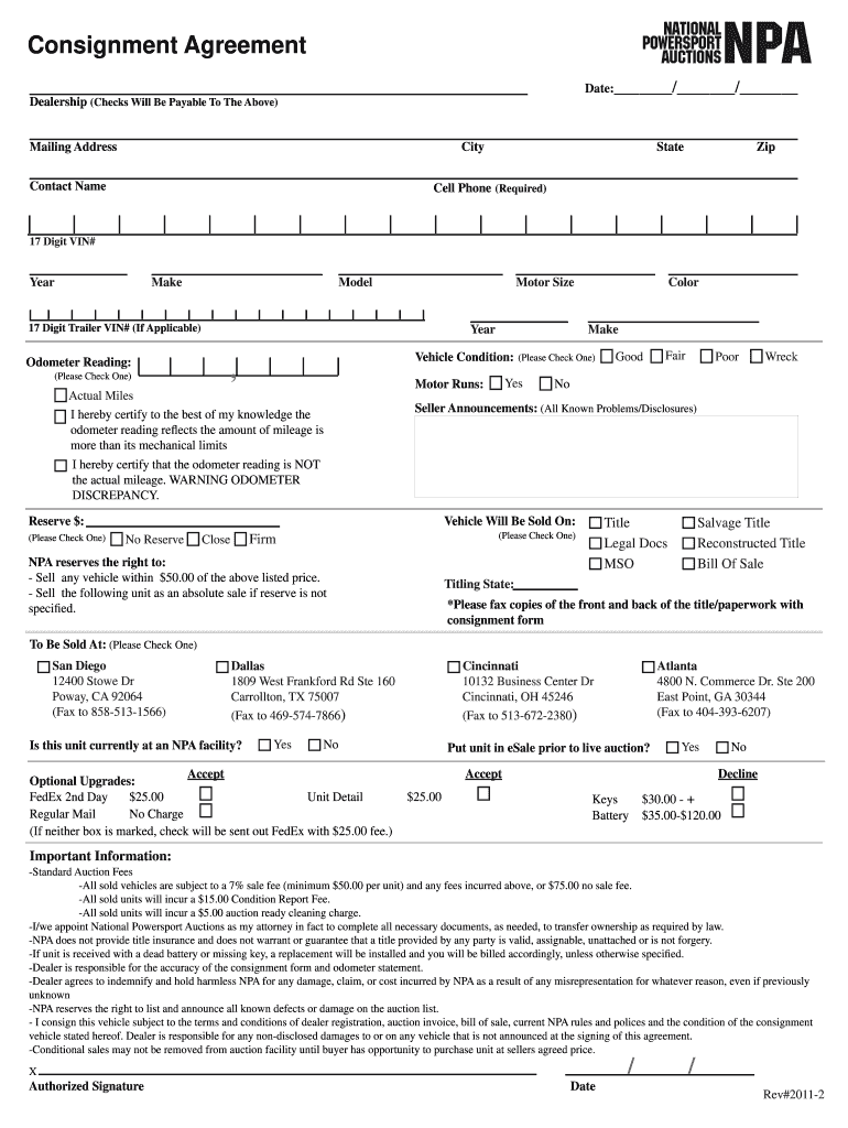  Dmv Pa Consignment Form 2011