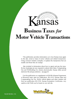 Kansas Department of Revenue Bill of Sale Form