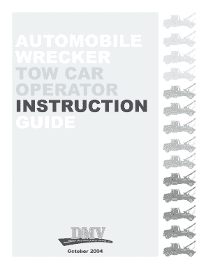 AUTOMOBILE WRECKER TOW CAR OPERATOR INSTRUCTION GUIDE Nsla Nevadaculture  Form