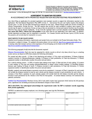 Agreement to Maintain Records Alberta Ministry of Transportation Transportation Alberta  Form