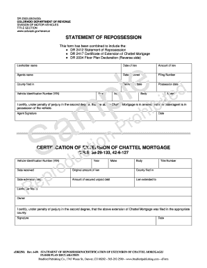 Repossession Order Form