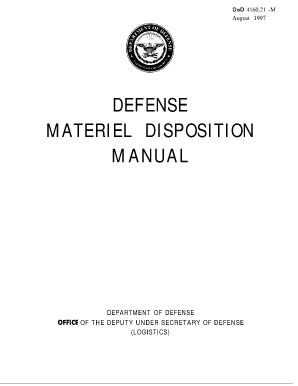 Dod 416021 M Defense Materiel Disposition Manual Form