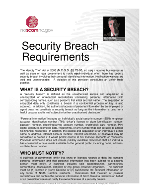 Security Breach Requirements  Form