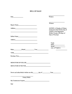 Bill of Sale Form Jackson County AL