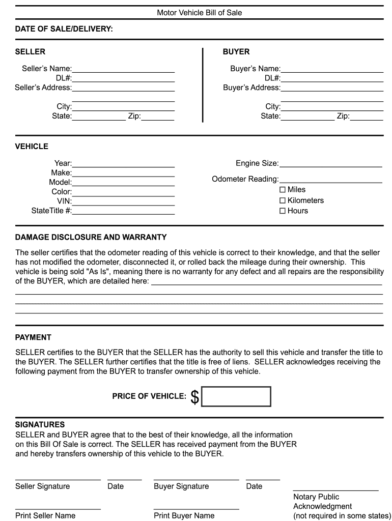 Denver Bill of Sale  Form