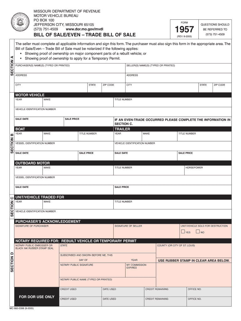 Even Trade Bill of Sale  Form