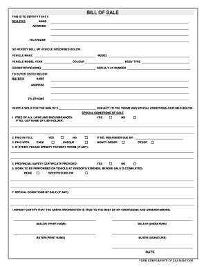 Mpi Bill Of Sale Fill Out And Sign Printable Pdf Template Signnow