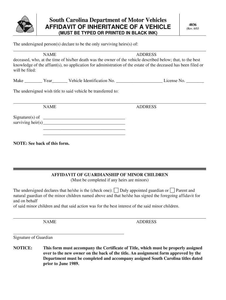 South Carolina RMV Forms