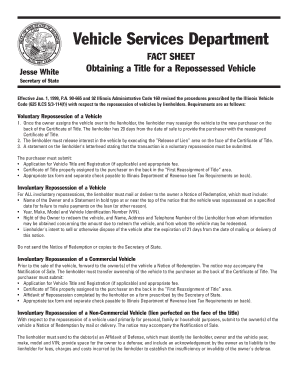 Illinois Title Repossessed  Form