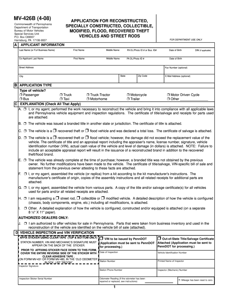  Form Mv 426b 2016