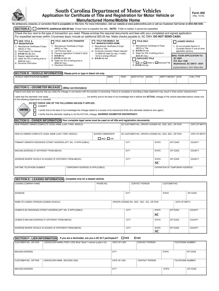  Sc Dmv Forms 2010