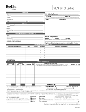 Sid Bill of Lading  Form