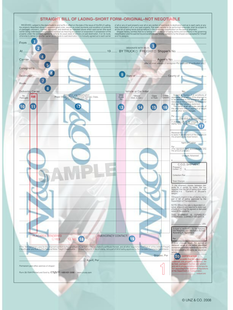  Bill of Lading Form 2008-2024