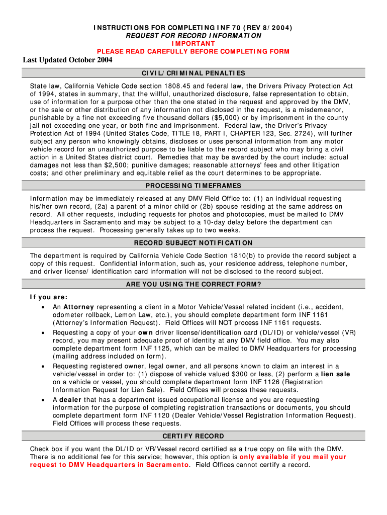  Inf70 Form 2004-2024