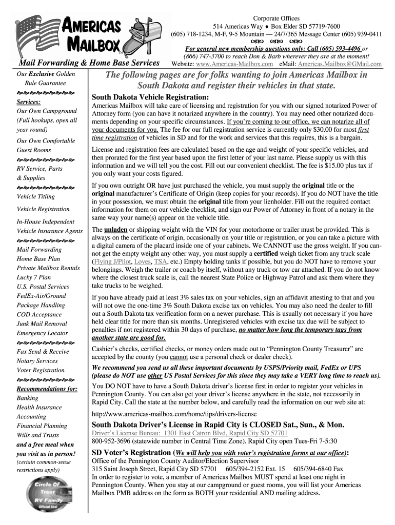 Vehicle Registration Americas  Form