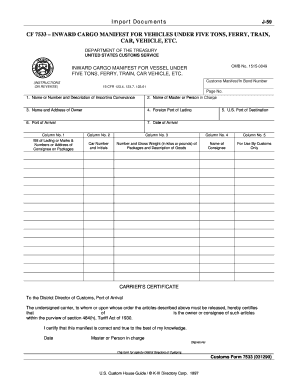 Customs Form 7533