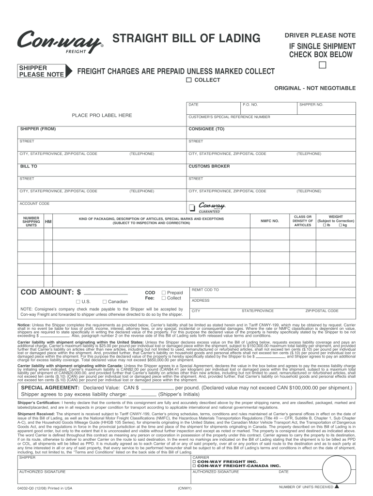  Xpo Bill of Lading Format 2008