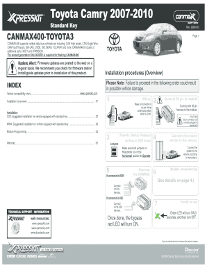 Toyota Camry Blank Form