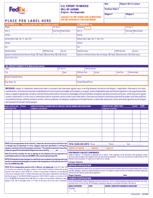  Blank Mexico Bill of Lading Form 2016