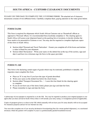 Customs Clearance Form