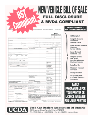 Ucda Bill of Sale  Form