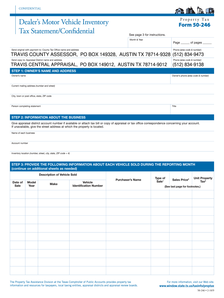  Dealers Motor Vehicle Inventory Tax Statement Confidential Form 2017