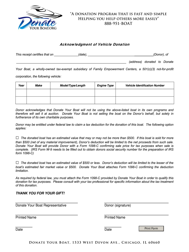 Donation Bill of Sale  Form