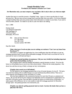 Hardship Letter for Immigration for Spouse Sample  Form